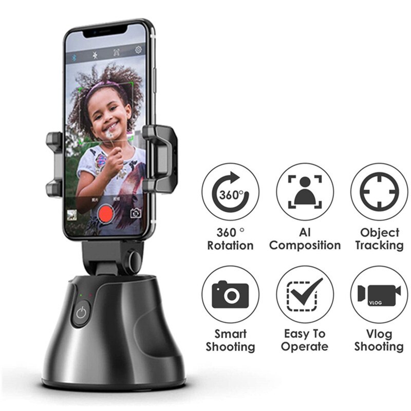 360 rotation automatisk ansigtssporingsobjekt tracker smart skydning kamera telefon selfie stick til iphone 11 xr samsung fleksibelt stativ