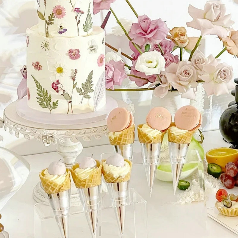 100pcs Ice Cream Waffle Cone Holder Cover Disposable DIY Cones Foil Paper Sleeve Cup for Wedding Birthday Party Supplies