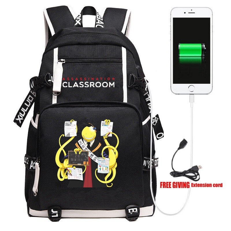 Anime Gioco Assassinio Aula USB Zaino Unisex borsa Da Viaggio Nero Borse A Spalla Bambini Adolescenti Borse per Studenti di Scuola Bookbag: 001