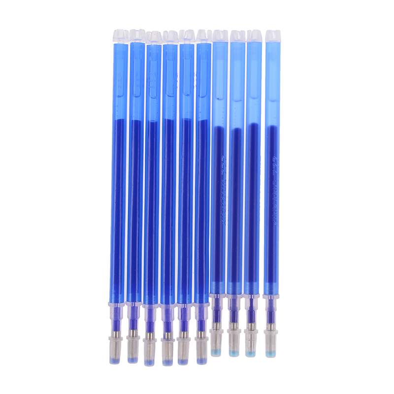 10PCS High Temperature Disappearing Pen DIY Sewing For Cloth And Leather Plastic Ironing Heat Fades Disappearing Refill: Blue leather fabric