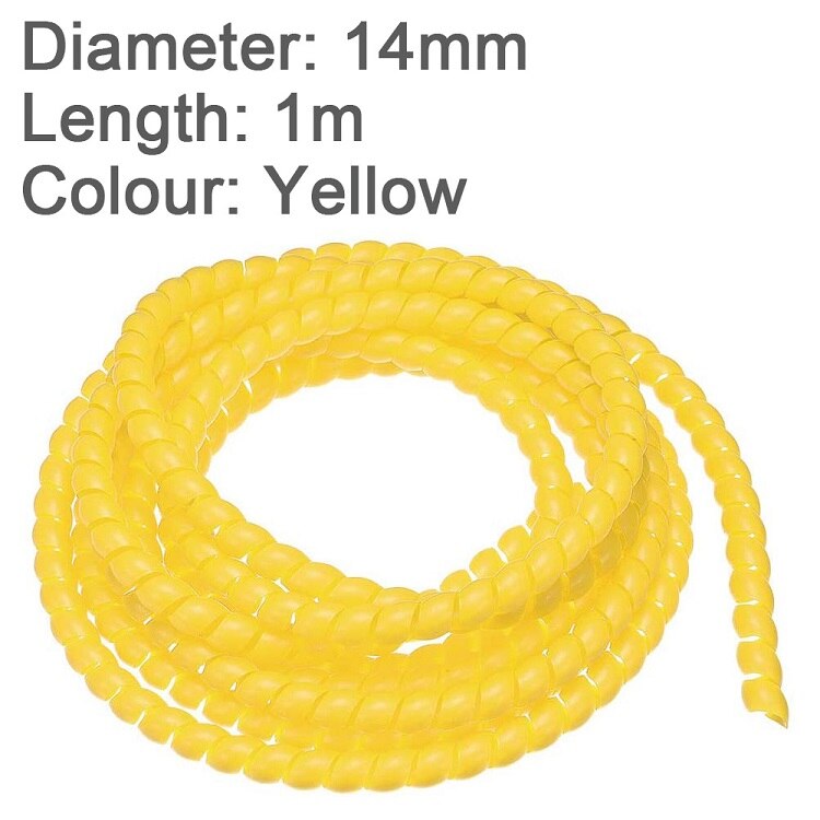 iBudim 1meter 14mm Winding Tube Cable Organizer Pipe Protection Spiral Wrap Wire Protector Cover Cable Management Clips Holder: Yellow