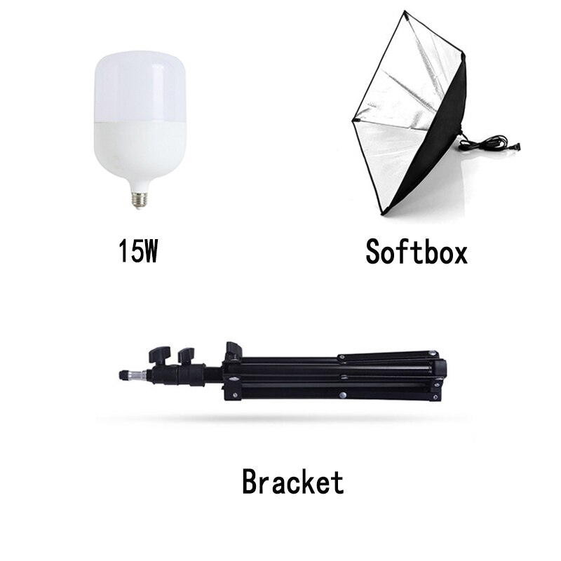 50x70cm Soft Box for photo Studio Light Equipment Oxford Cloth props Photography Accessories Softbox Lighting Kits: Softbox set 15W2