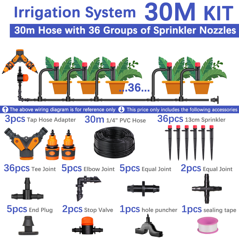 50-5m 1/4 "Garten tropfen Mikro bewässerung 8-See-verstellbare Tropfer mit Pfahl 4/7mm Adapter PVC-Schlauch automatisches Bewässerungs System: Licht Grün