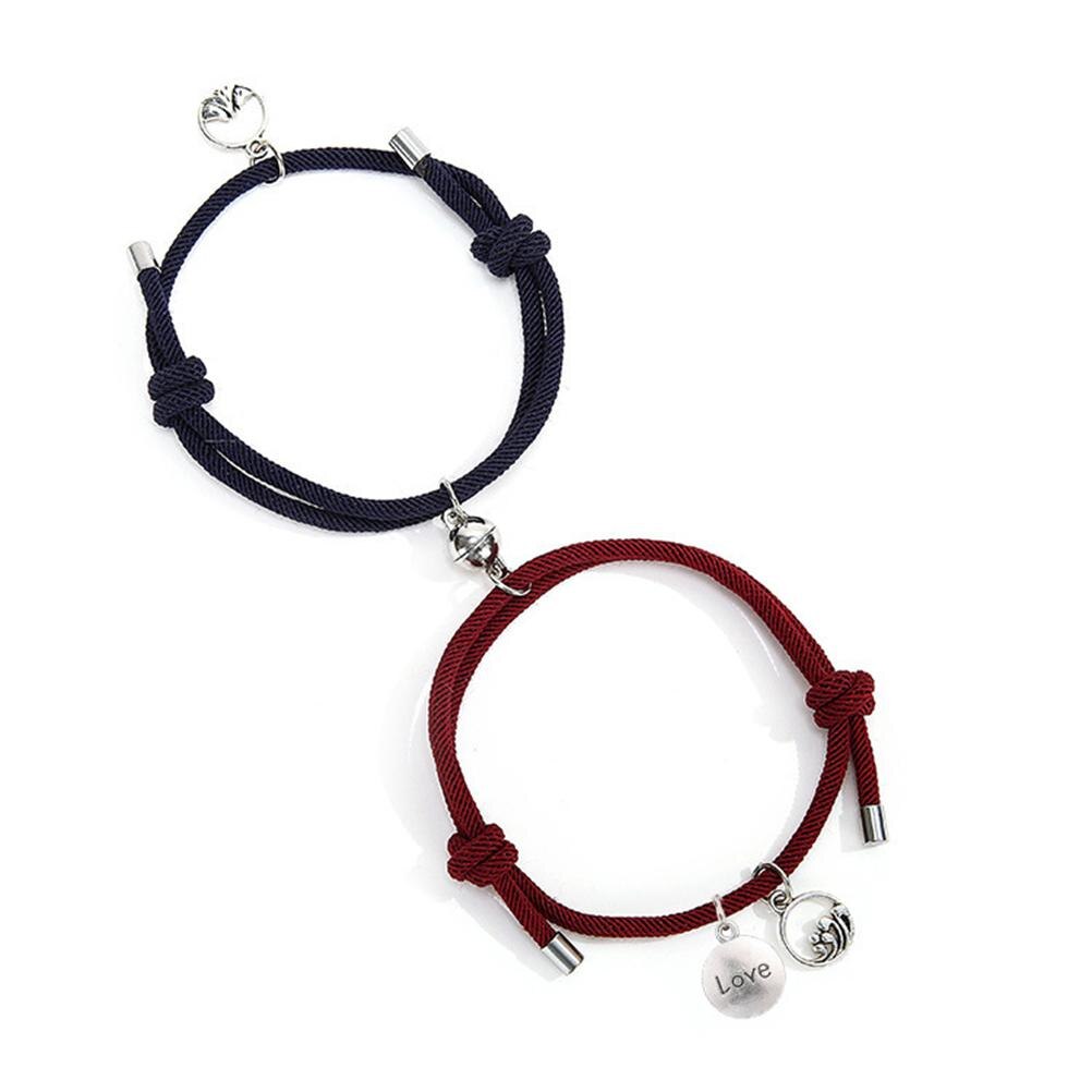 Paare Armband Set Magnetische Anziehung Beziehung Einstellbare Ewige Armbänder für Frauen Männer Freund Freundin Liebhaber: h