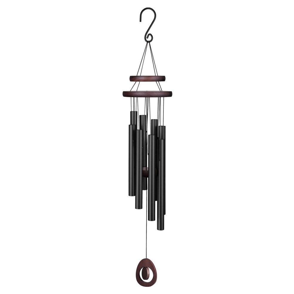 HOMEMAXS 8 Tubes Wind Chimes Chapel Musical Windchimes Door Wall Window Hanging Home Decor Balcony Ornaments Garden Wind Chimes: Black Windchimes