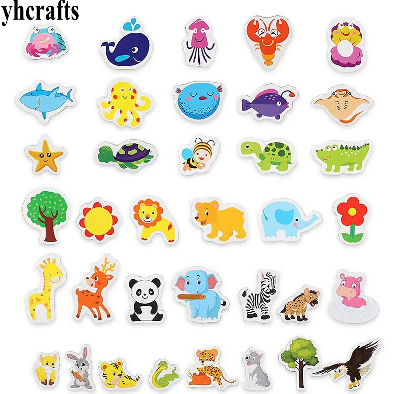 120PCS/LOT. Giraffe Sika deer crocodile Panda Turtle animals flowers soft magnet White blackboard magnet Kindergarten crafts OEM