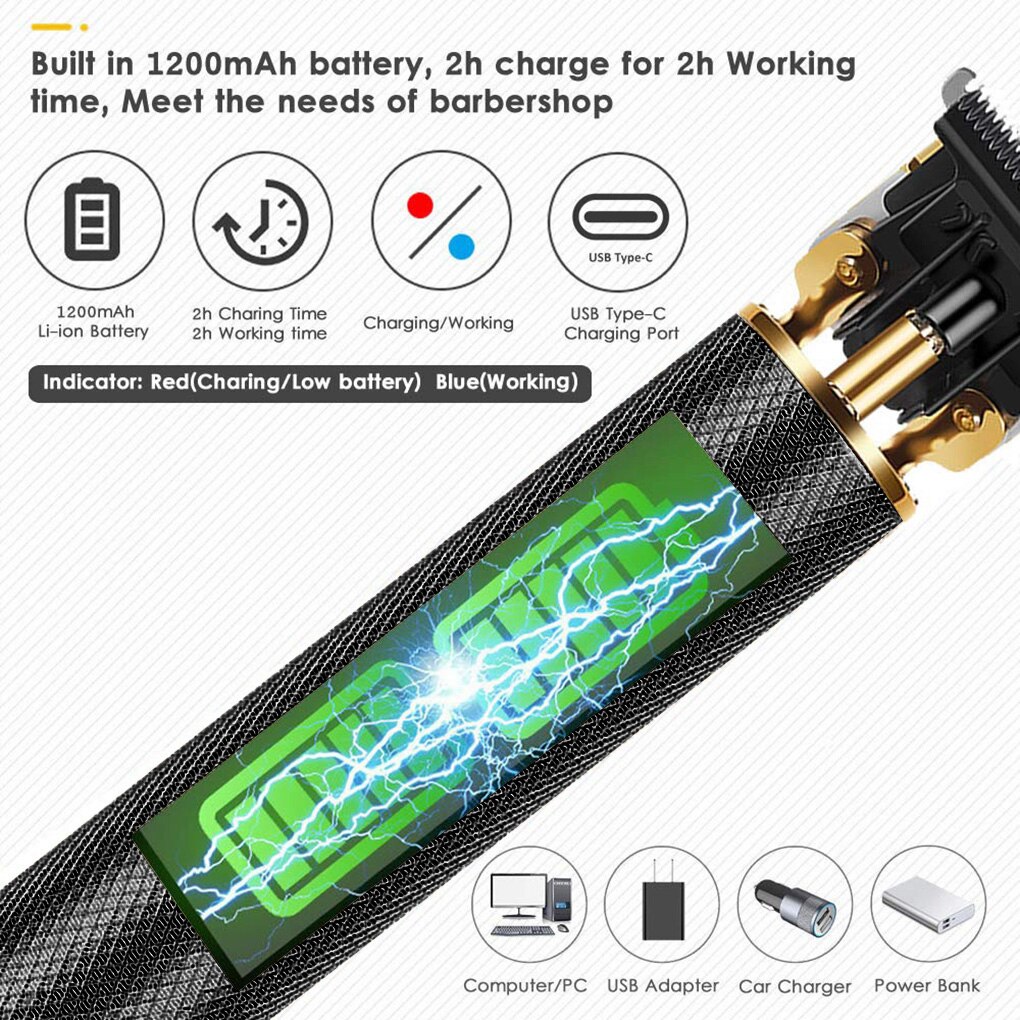 Hair Clipper Electric hair trimmer Cordless Shaver Trimmer 0mm Barber Hair Cutting Machine Beard Cutter Razor for Men