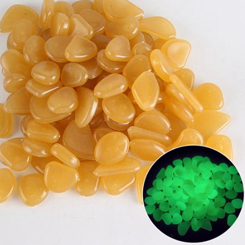 25/50Pcs Pebbles Glowing In The Dark Fluorescent Stone Aquarium Fish Tank Garden Lawn Sidewalk Luminous Stone Home Decoration: 50pcs / Orange