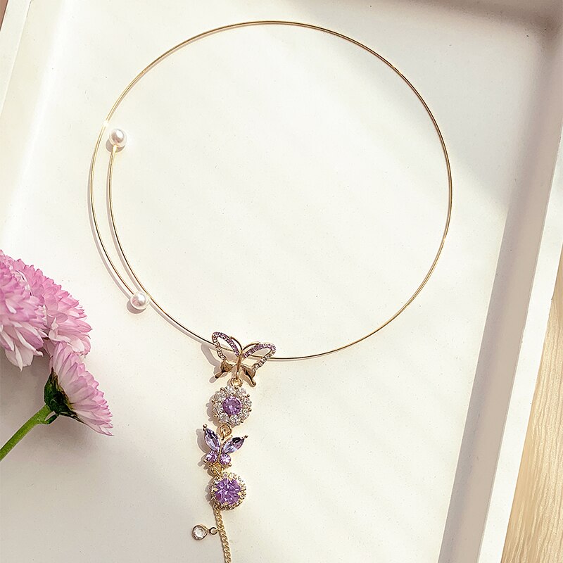 Collana con ciondolo a farfalla per donna imitazione perla farfalla pendente catena clavicola collana girocollo regalo gioielli moda femminile