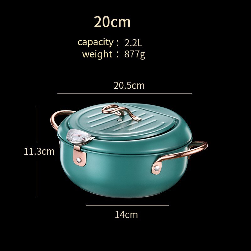 Kitchen Deep Frying Pot Thermometre Control Fryer Pan Temperature Control Fried Chicken Pot Cooking Tools Cookice