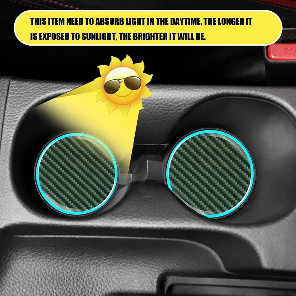 Porte-gobelet de voiture en polymère noctilucent, dessous de verre décoratif, rangement d'accoudoir de voiture, accessoires d'intérieur de voiture Shoous, 2 pièces