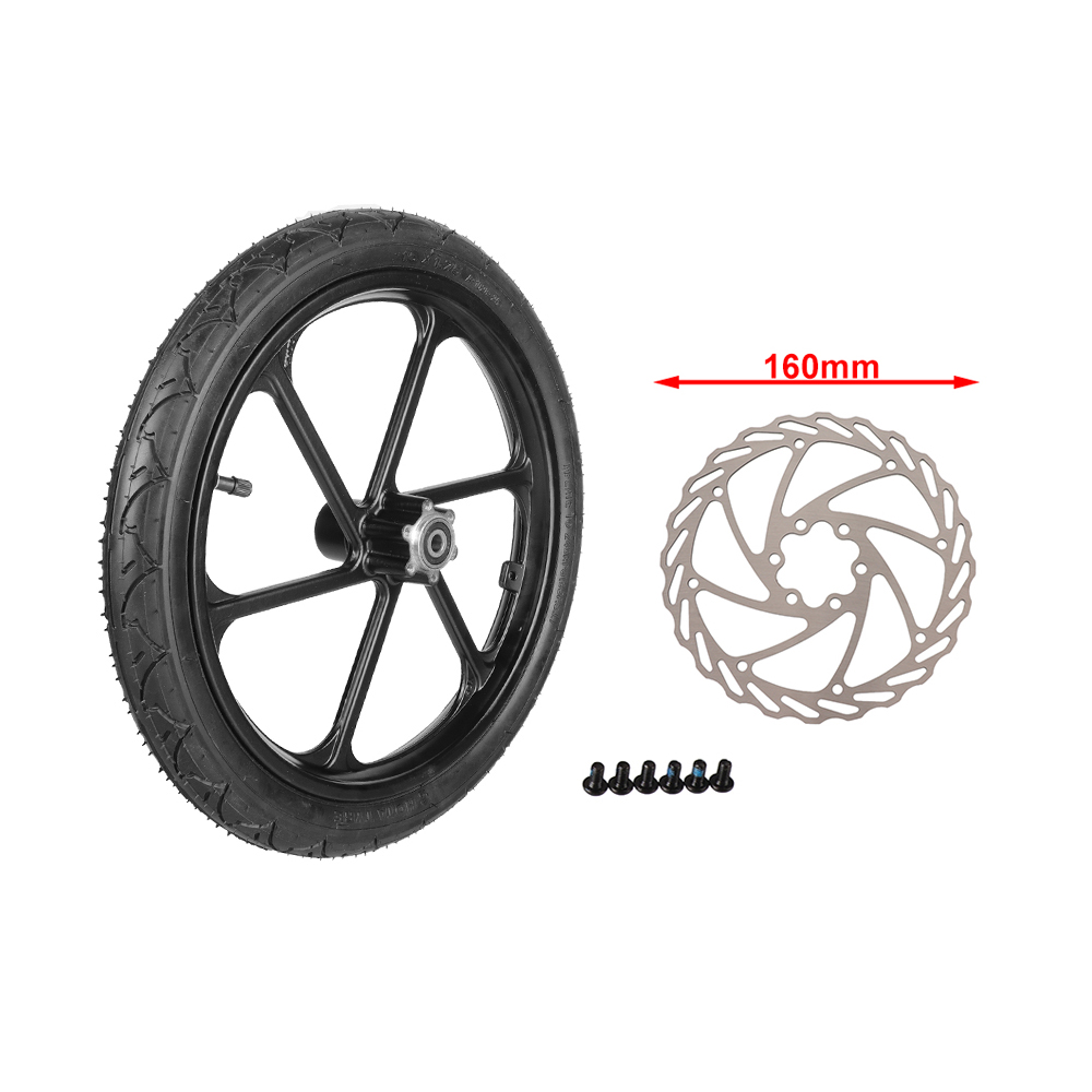 Bicycle 16 Inch Front Wheel 16x1.75 Tire Inner Tube Alloy Hub With Brake Disc For Electric Scooters Folding E-bike Bike Parts: Orange