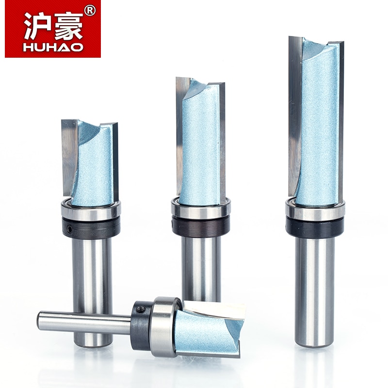 HUHAO 12.7 to 38mm Shank Flush Trim Router Bit Straight Bit Tungsten Woodworking Milling Cutter Tool