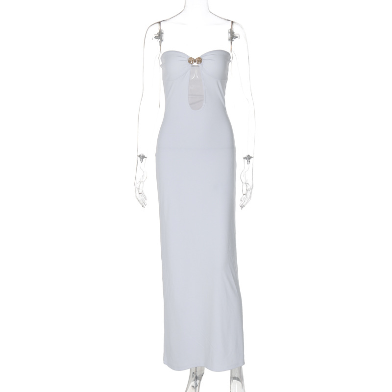 Lygens axelbandslösa ihåliga bodycon-klänningar kvällslång damklänning sommar strandkläder fest casual kläder