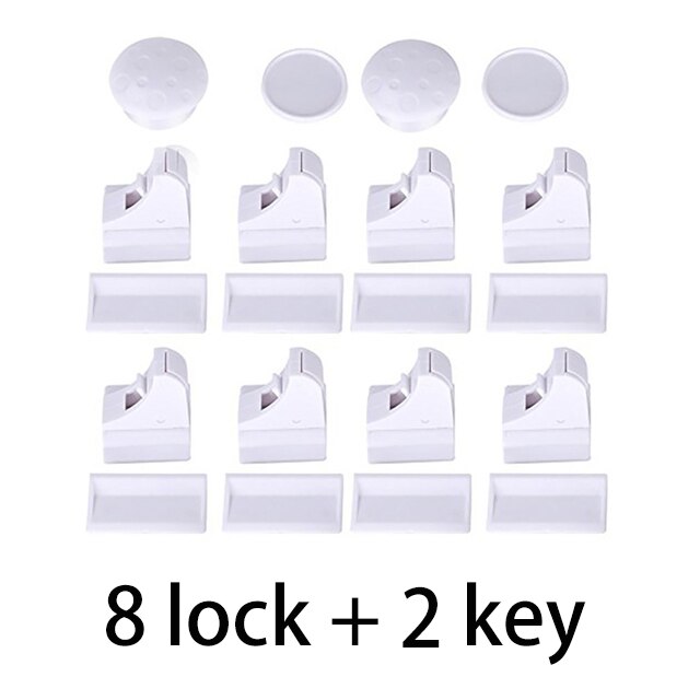 Brand 16Pcs Magnetische Kind Lock Baby Veiligheid Baby Bescherming Kast Deurslot Kids Lade Locker Beveiliging Onzichtbare Sloten: 8Clock-2Key