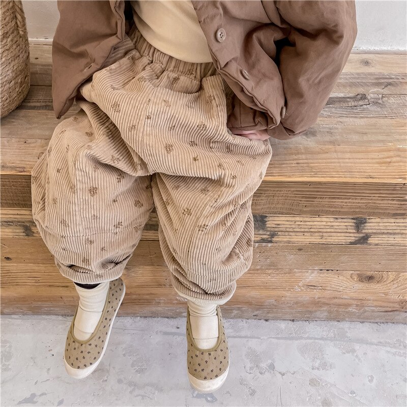 Honeycherry Kinderen Winter Kleding Kinderen Koreaanse Corduroy Plus Fluwelen Casual Broek Meisjes Winter Harembroek