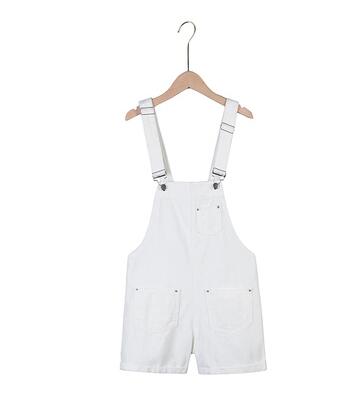 Pregnant Women Summer Suspenders Braces Denim Shorts Jeans Adjustable Strap High Waist Maternity Cotton Overalls Loose Jumpsuits: White / L