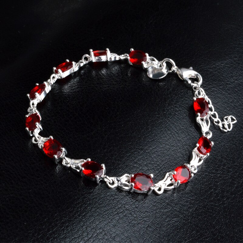 Top Luxe Rode Cz Armbanden Voor Vrouwen 925 Sterling Zilver Silvercharm Armbanden Armband Sieraden