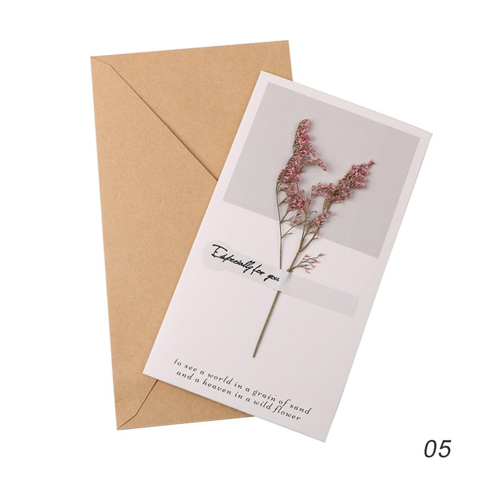 Tee-se-itse-kortti kutsukortti tyhjät kukat kuivakukkakortti äidin kiitospäiväkortti käsinkirjoitettu siunauskortti syntymäpäiväkortti: 05