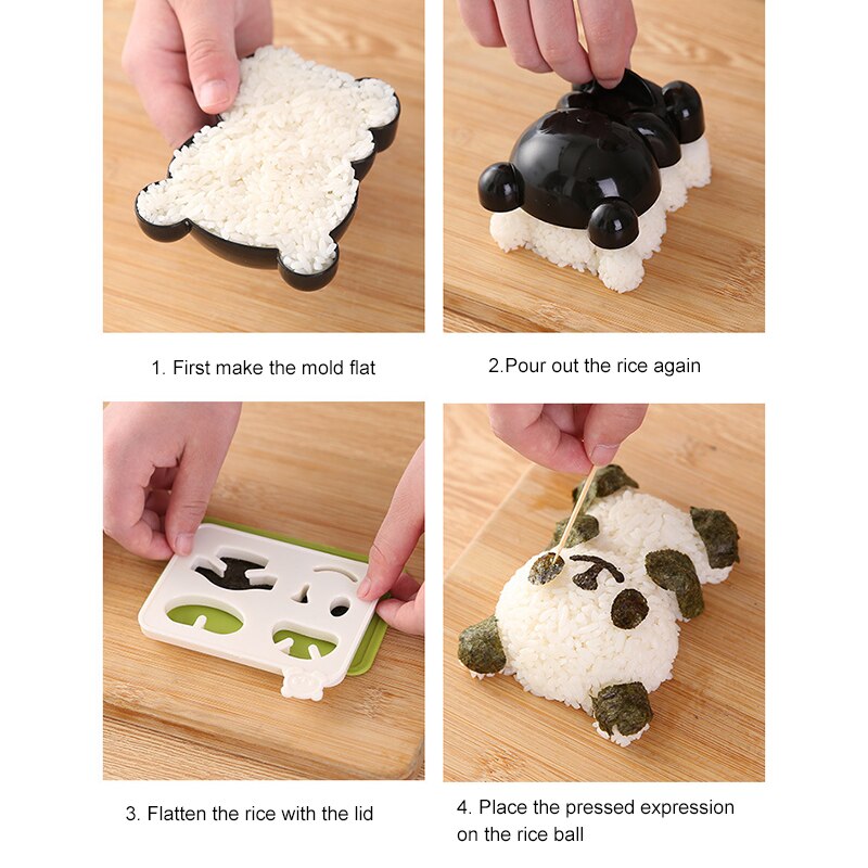 1 sæt sød panda sushi nori risform dekoration ris kugle maker gør-det-selv bento værktøj køkken tilbehør hjemmelavet madlavning nori sushi værktøj