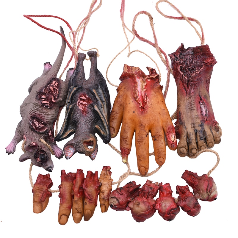 Horror halloween ornament hængende vedhæng skræmmende blodig mus flagermus finger hængende rekvisitter hjemsøgt hus halloween dekorationer