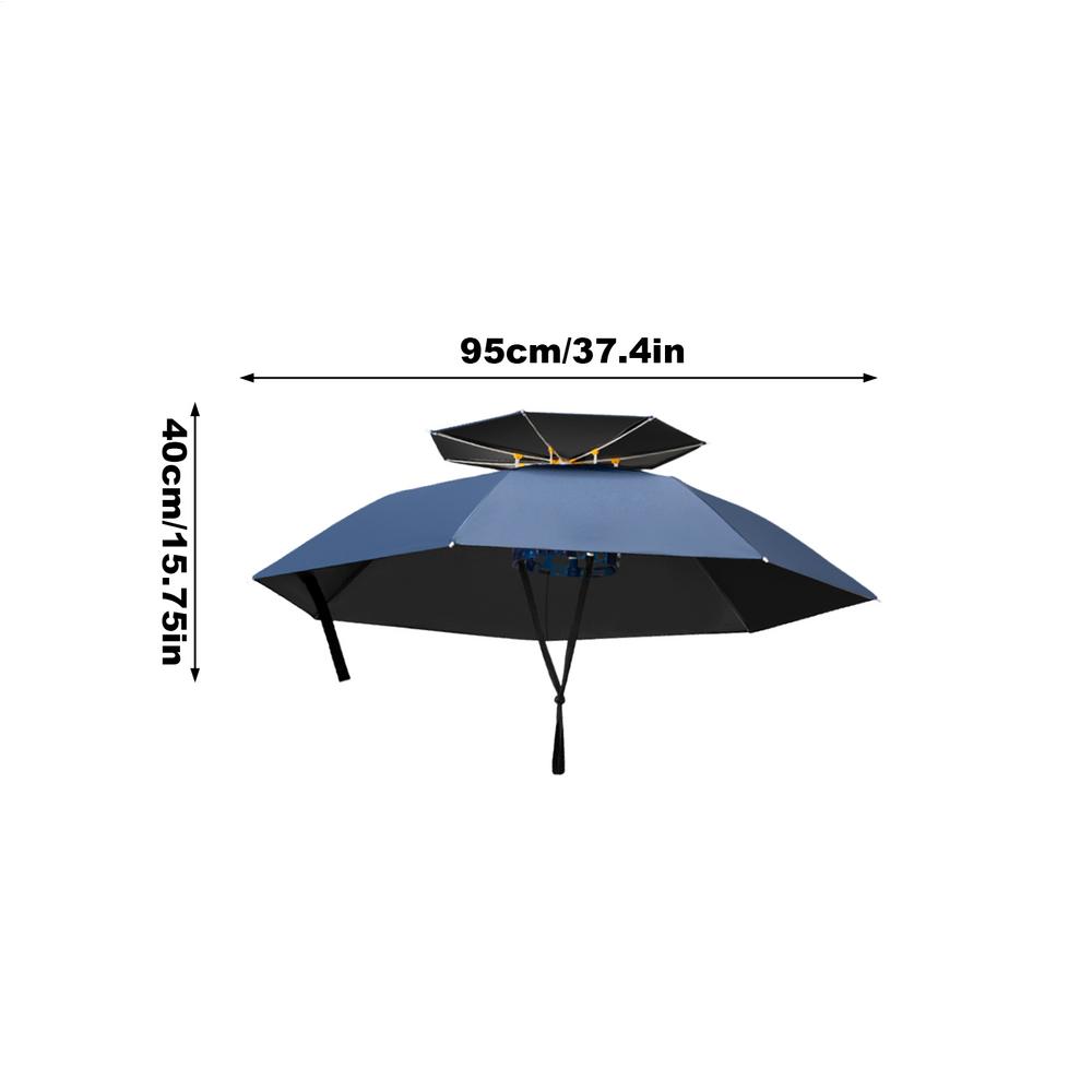Draagbare hoofdparasol, draagbare zonnescherm regenhoed, geventileerde buitenparasol voor kamperen en wandelen: Blauw