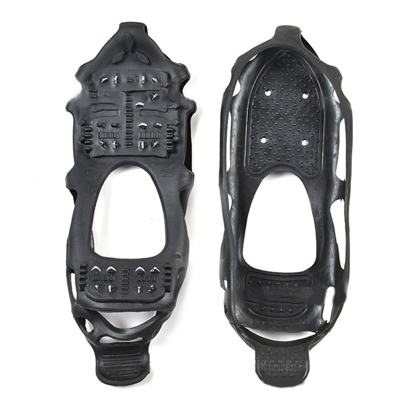Zapatos antideslizantes para caminar, pinza de hielo de 24 dientes, cubierta de zapato de nieve para exterior, respetuosos con el medio ambiente, accesorios para zapatos negros, 1 par: black L