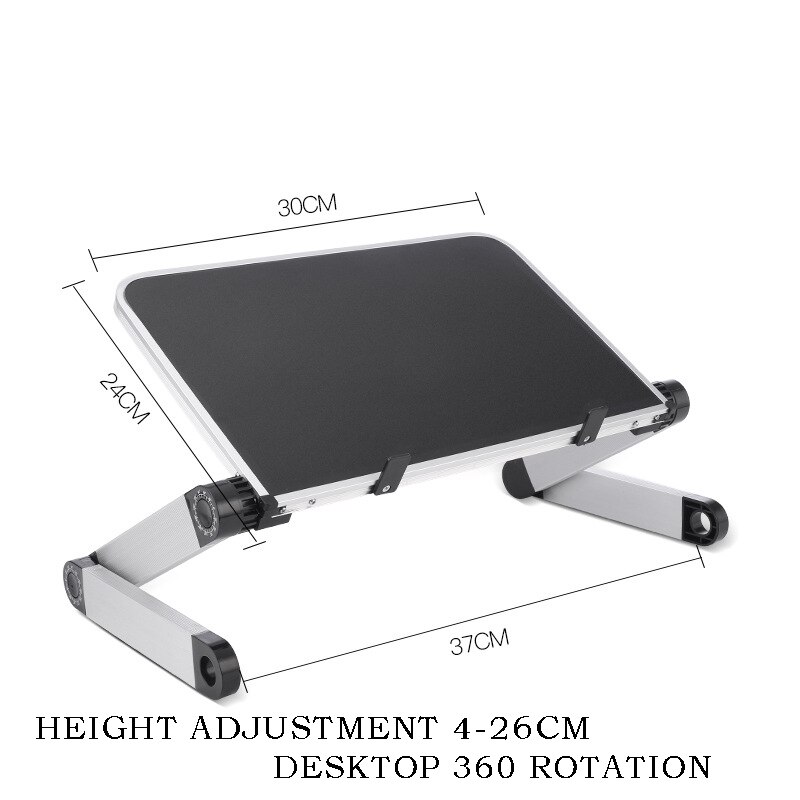 Aluminum Alloy Laptop Portable Foldable Adjustable Laptop Desk Computer Table Stand Tray Notebook Lap PC Folding Desk Table: ELH04000BL