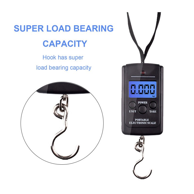 40kg X 5g Mini Digital Fishing Scale for Fishing Luggage Travel Weighting Steelyard Hanging Electronic Hook Fishing Scale