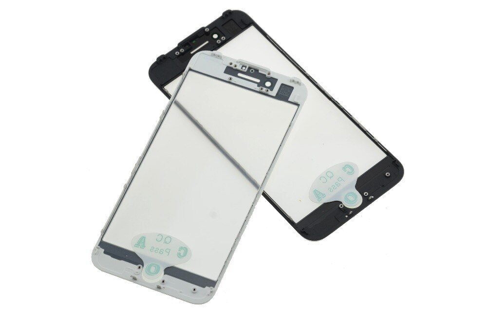 10 pces lcd vidro para iphone 8 plus 7 plus 6s mais tela de vidro frontal com moldura + oca filme para iphone 5s 5 5c substituição de vidro