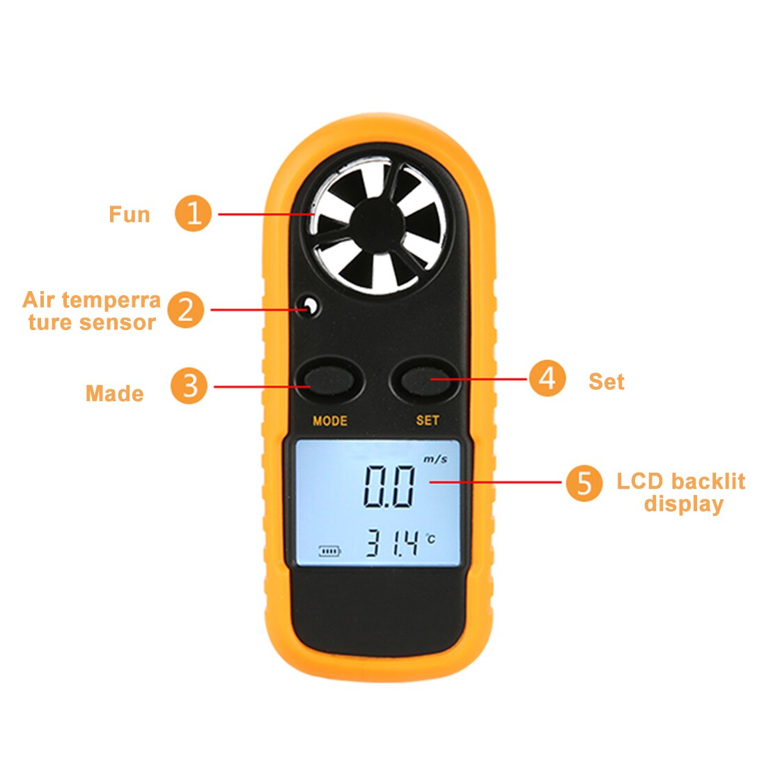 Digital Mini Anemometer Wind Speed Gauge Meter LCD Handheld Airflow Windmeter 30m/s Hand-held wind speed Measure Tool