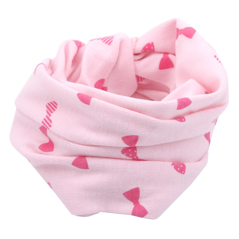 Winter Scaf Kids Boys Girls Cotton Multi Use Neck Cover Warm Scarf Hat Bandana Cute Print Cartoon Scarf Clothing Accessories: Pink bow