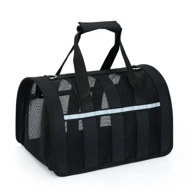 Dog Soft-sided Travel Carrier Portable Pet Dog Cat Airline Bags Mesh Window Travelling Carrying Bag for Small Medium Dog S M L: M / black