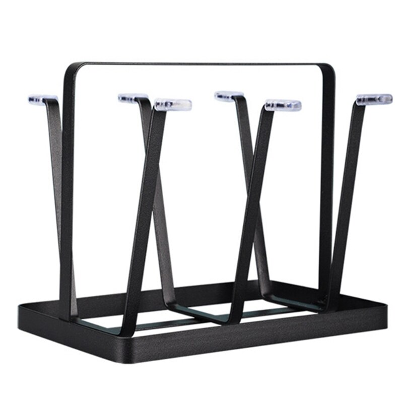 Cup Drying Rack Stand Beer Gles Rack, 6 Cup Metal Drainer Holder Rack Non-Slip Mugs Cups Organizer: Default Title