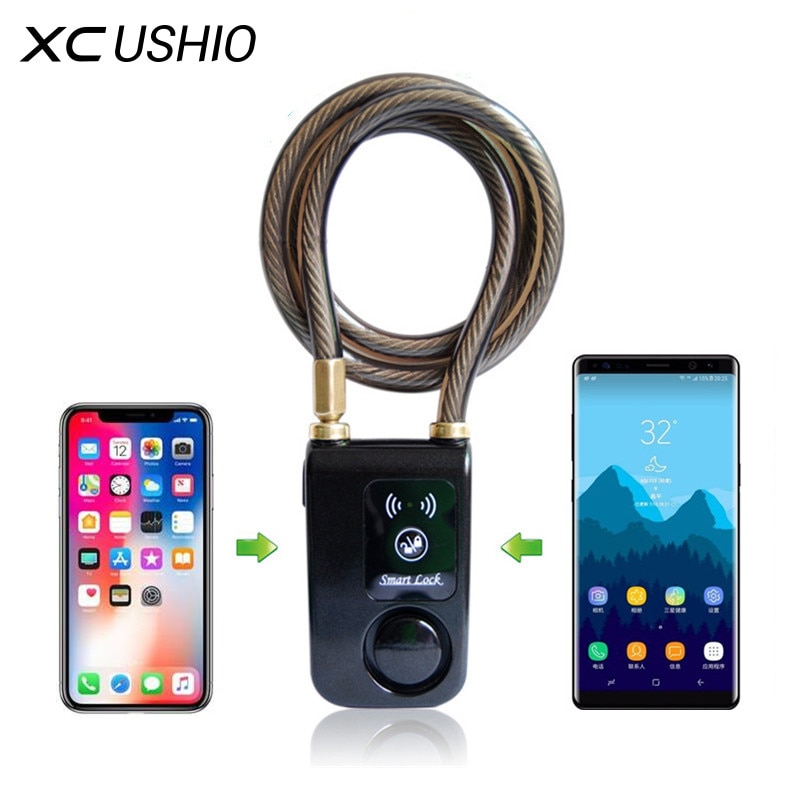 Super intelligent telefon app kontrol smart alarm bluetooth lås vandtæt 110db alarm cykellås udendørs tyverialås