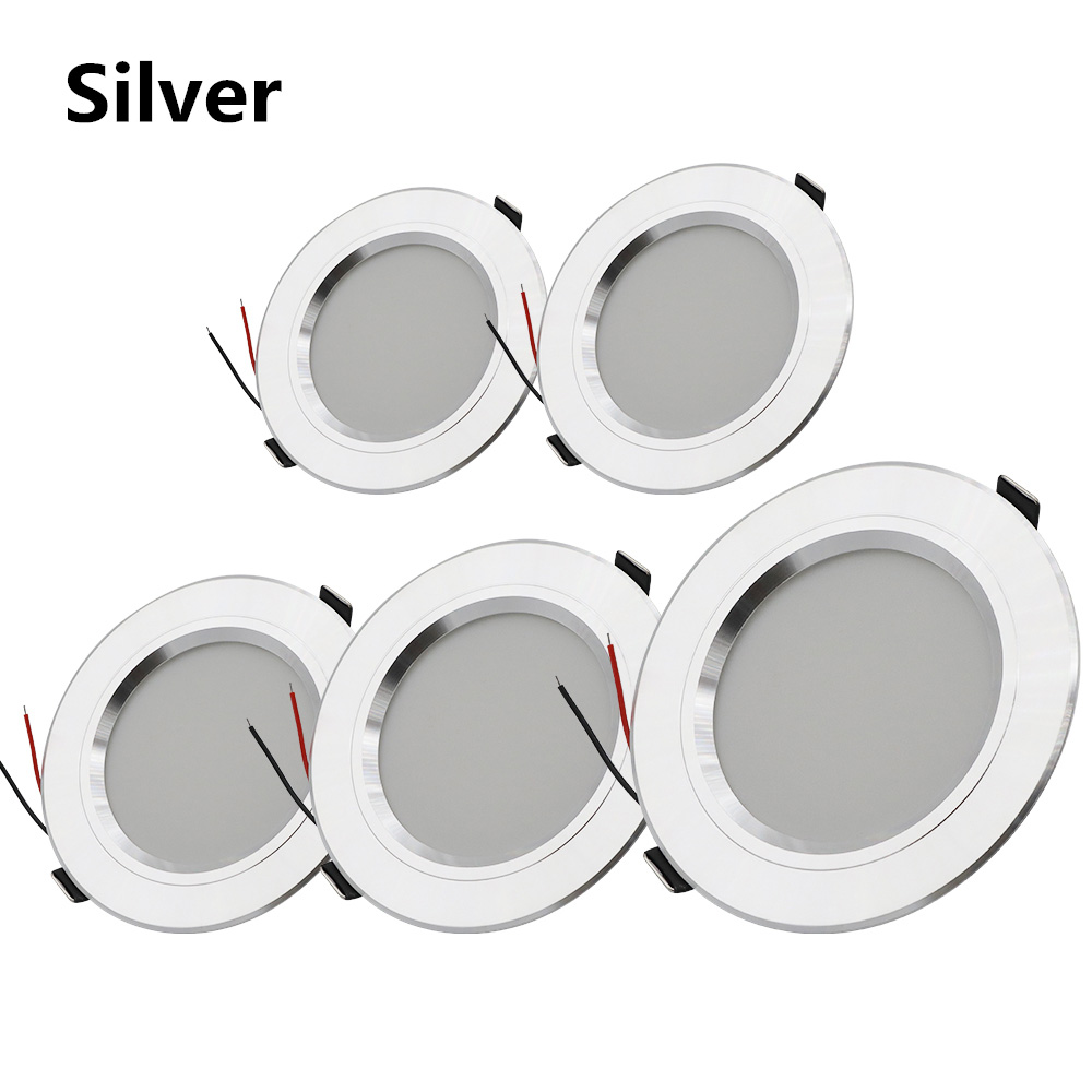 AC 220V LED Downlight Gouden Zilveren Plafondlamp Ronde Verzonken 5W 9W 12W 15W 18W Led Lamp Wit/Warm wit LED Down Lamp