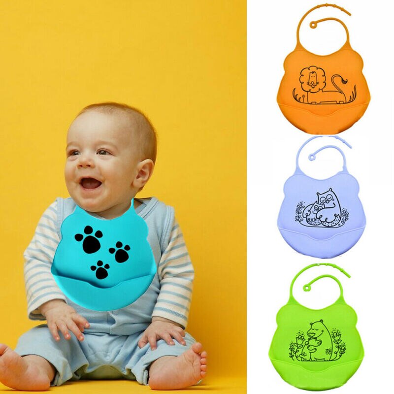 Wasserdichte Baby Weiche Silikon Lätzchen Fütterung bib Kinder Roll up Lebensmittel Catcher