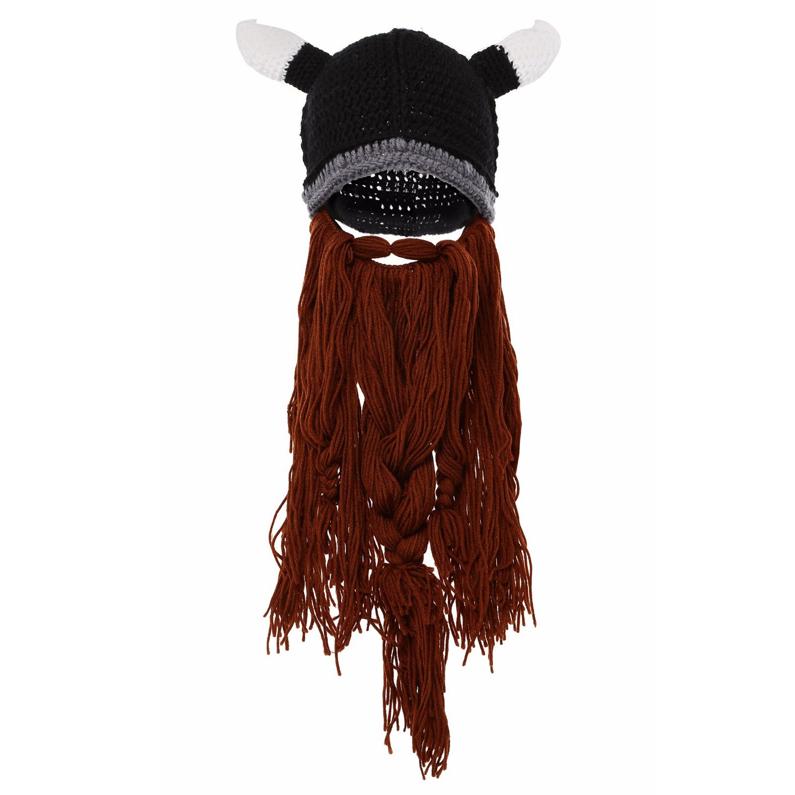 Viking Hat, Funny Handmade Knit Long Beard Beanie Hat for Halloween Costume Party Cosplay: COFFEE