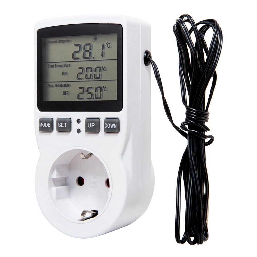 Termostato inteligente Salida de enchufe controlador de temperatura con temporizador interruptor sonda del Sensor Control Digital de enfriamiento de calefacción 110V 220V