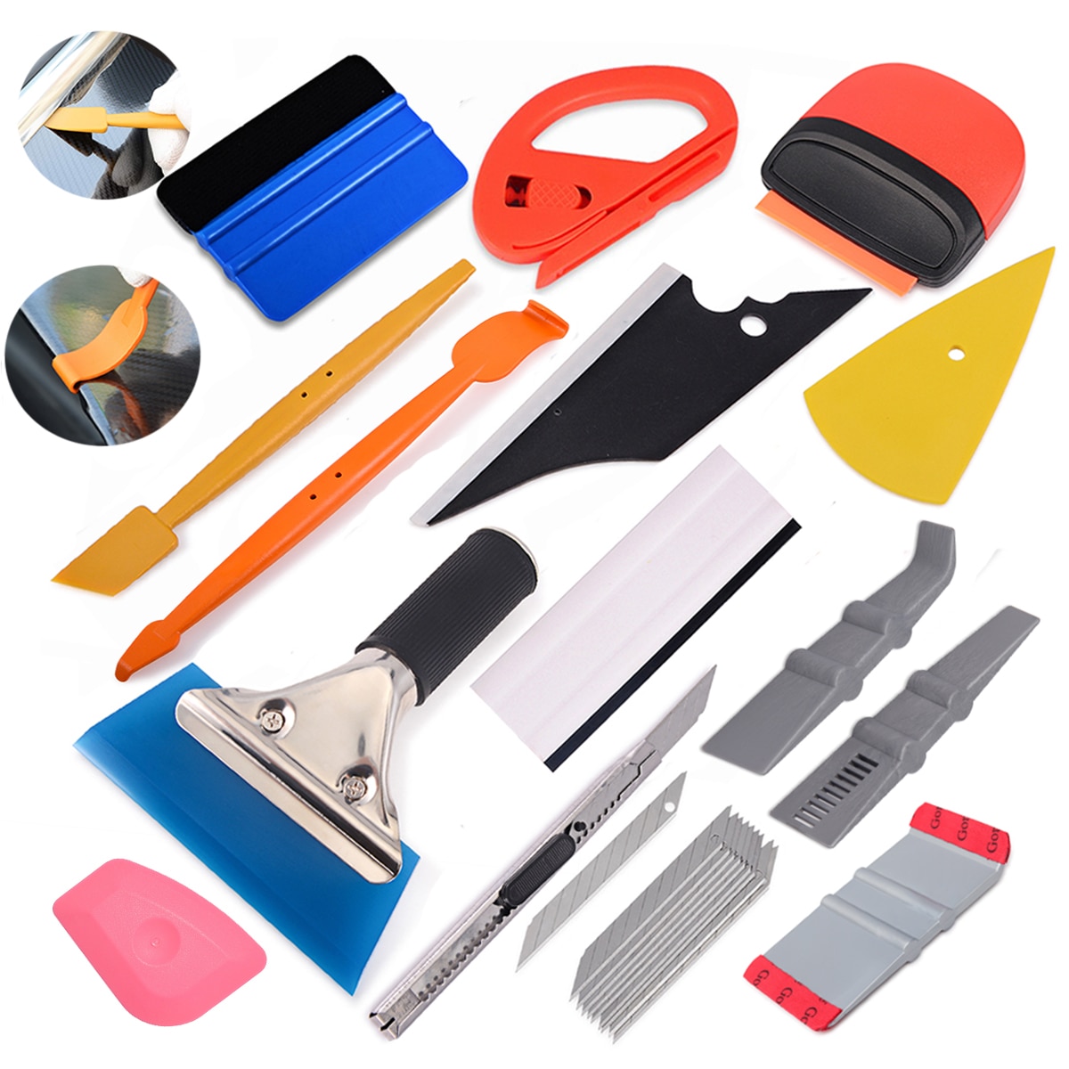 2 Stück Vinyl Rakel Set - Gummi Fensterabzieher Mit Edelstahlgriff