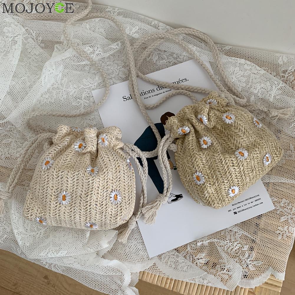 Handgemaakte strogevlochten emmertassen rotan dames zomer strand reis schoudertassen strand crossbody tassen geweven boodschappentassen