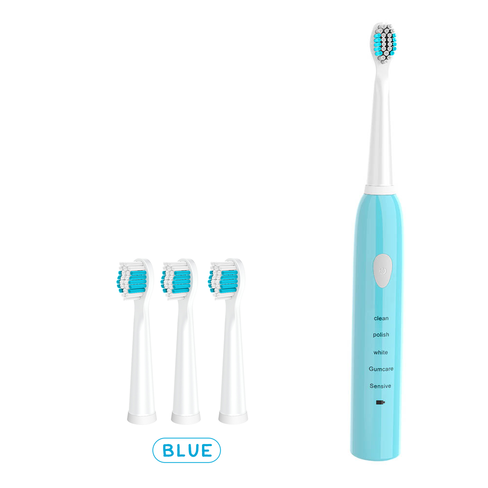 Powerful Ultrasonic Sonic Electric Toothbrush USB Charge Rechargeable Tooth Brushes Washable Electronic Whitening Teeth Brush: Blue