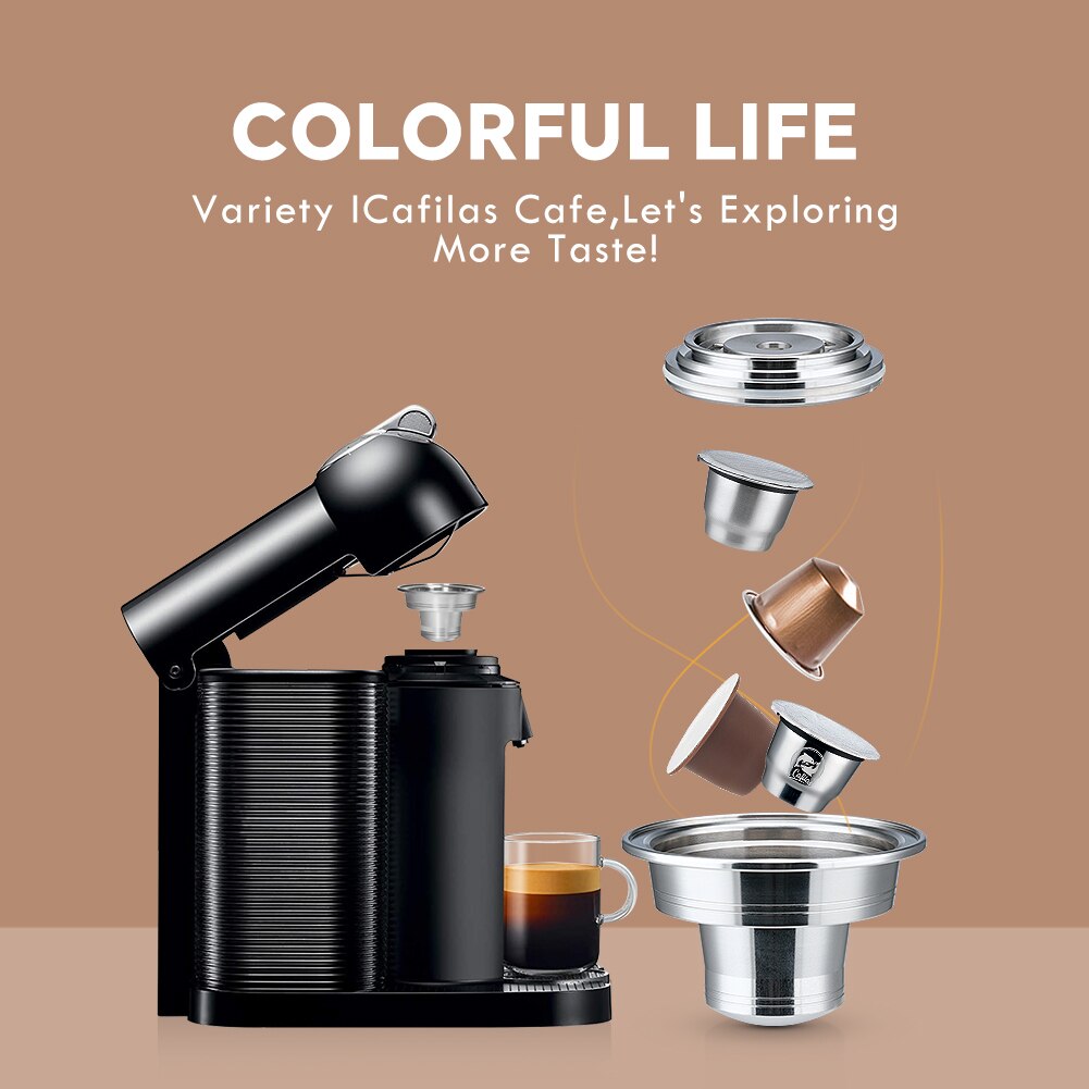 ICafilas Reusable Espresso Coffee Maker Adapter For Nespresso Convert Original Capsules to Vertuoline Capsules