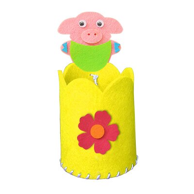 Kit de portalápices de tela para manualidades, 1 unidad por lote, artículos de actividades de fieltro para guardería, Juguetes Educativos de aprendizaje temprano, juegos de rompecabezas: 1PC YELLOW