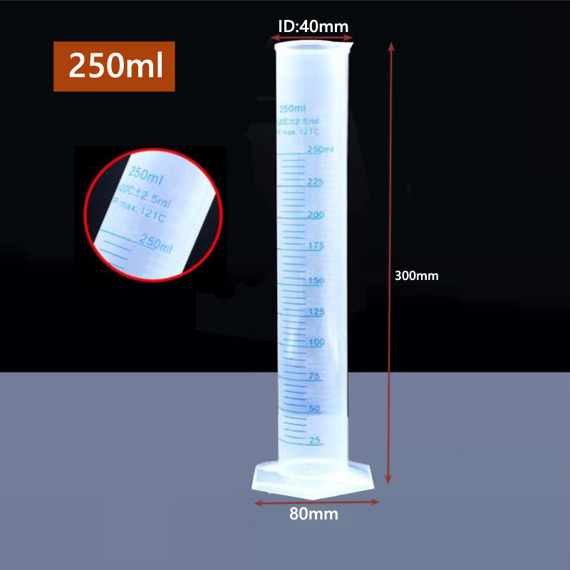 Cilindro graduado de plástico de medición transparente, herramienta de laboratorio de tubo de prueba de plástico, 10/ 25/ 50/ 100 /250 /500 /1000ml, 1 Uds.: Multicolor