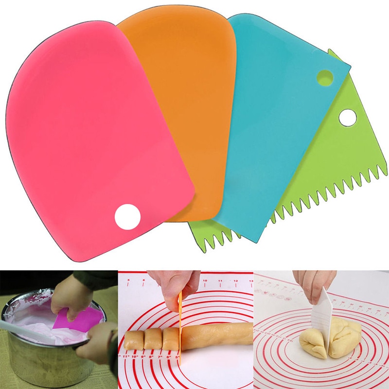 3 stks Plastic Cake Boter Gebak Cookie Deeg Schraper Decoreren Cutter DIY Tools