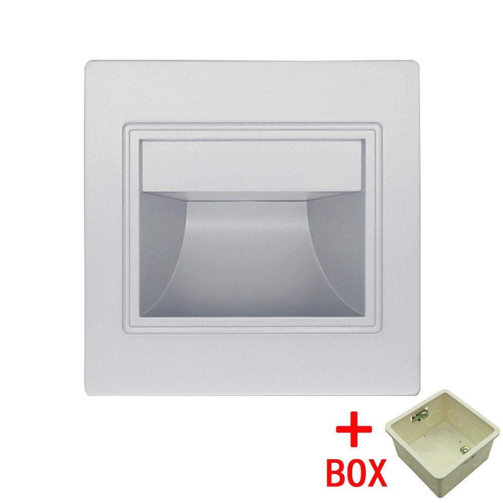 Inbouw led wandlamp 1.5w ac85-265v inbouw led trapverlichting trap gang wand voetlamp warm/koel wit: Zilver met doosje / Koel wit (5500-7000k)