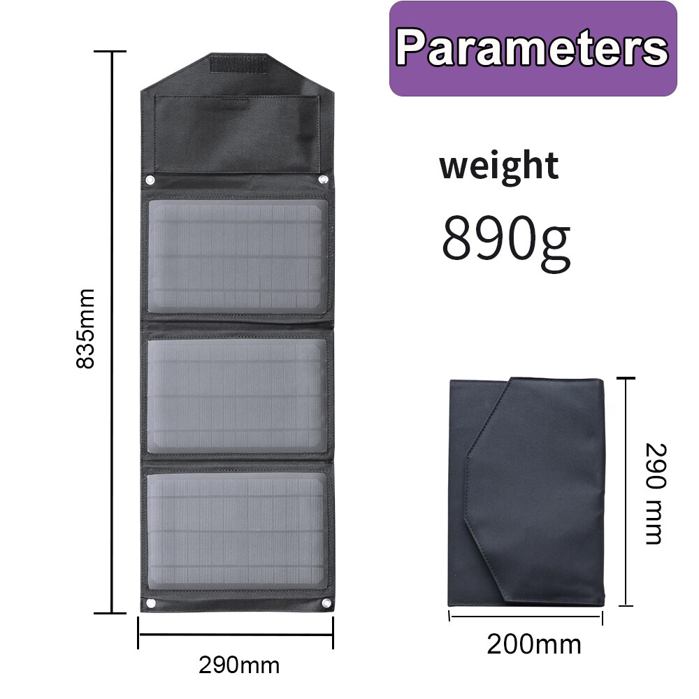 Taitettava aurinkopaneeli 30w 5v kannettava aurinkolaturi dual usb kannettavaan puhelimeen tablet -kamera valo akku ulkona retkeily vaellus