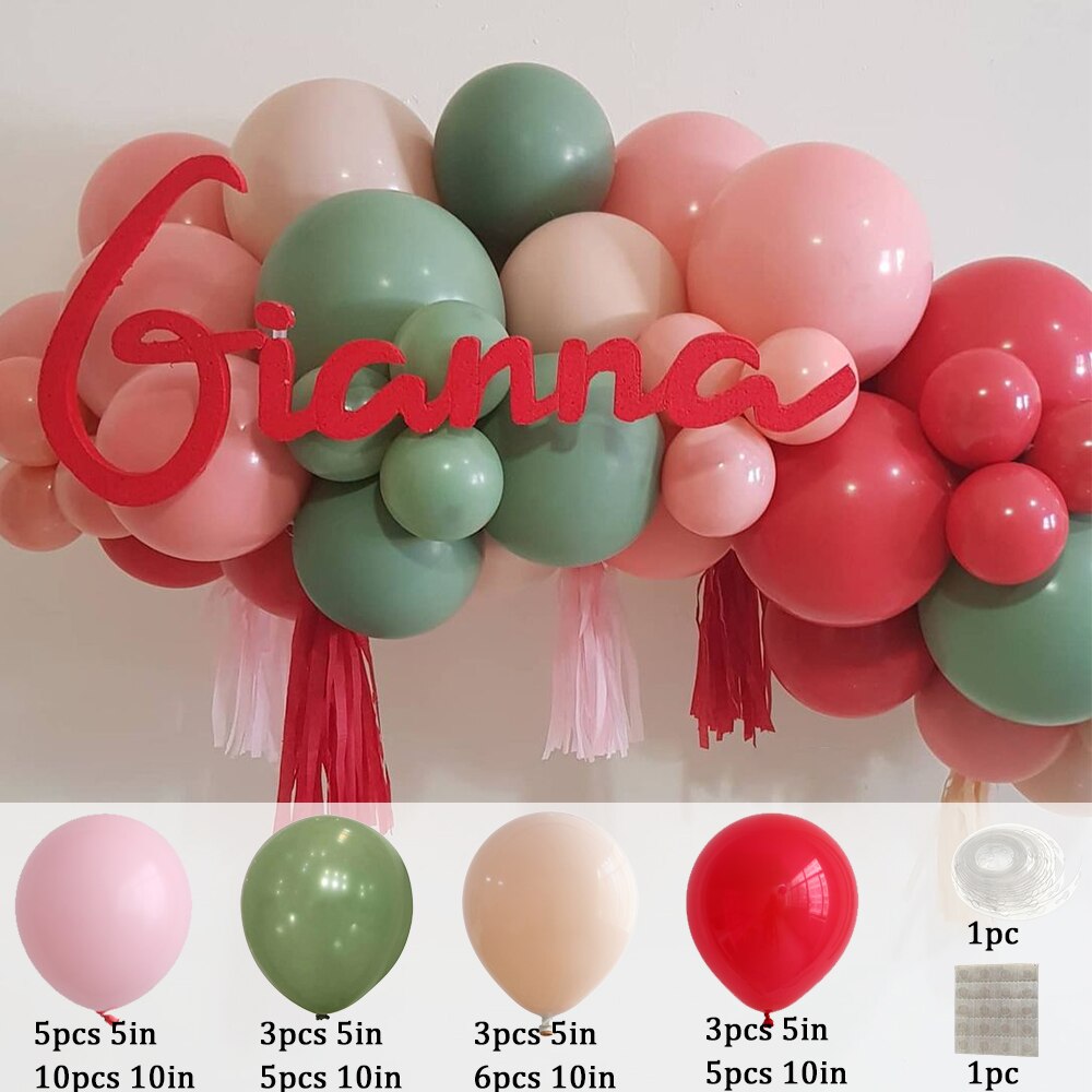 1set Strawberry Theme Aluminum Film Balloon 32Inch Red Number Balloons Garland Kit for Girl 1st Birthday Party Decroation Globos: 42pcs set / number 5