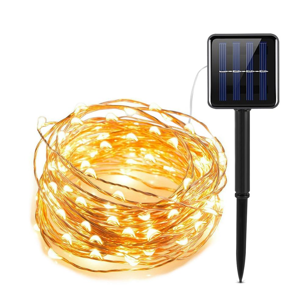 Solenergi utendørs belysning 10m 20m led hagelysstreng utendørs gatelys til jul bryllupsfest dekorasjonslys